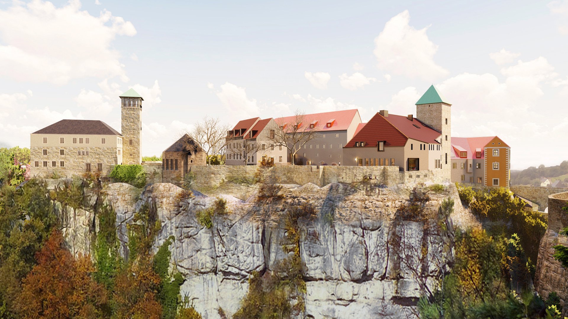 barrierefreier Umbau und denmalgerechte Sanierung der Burg Hohnstein in der Sächsischen Schweiz