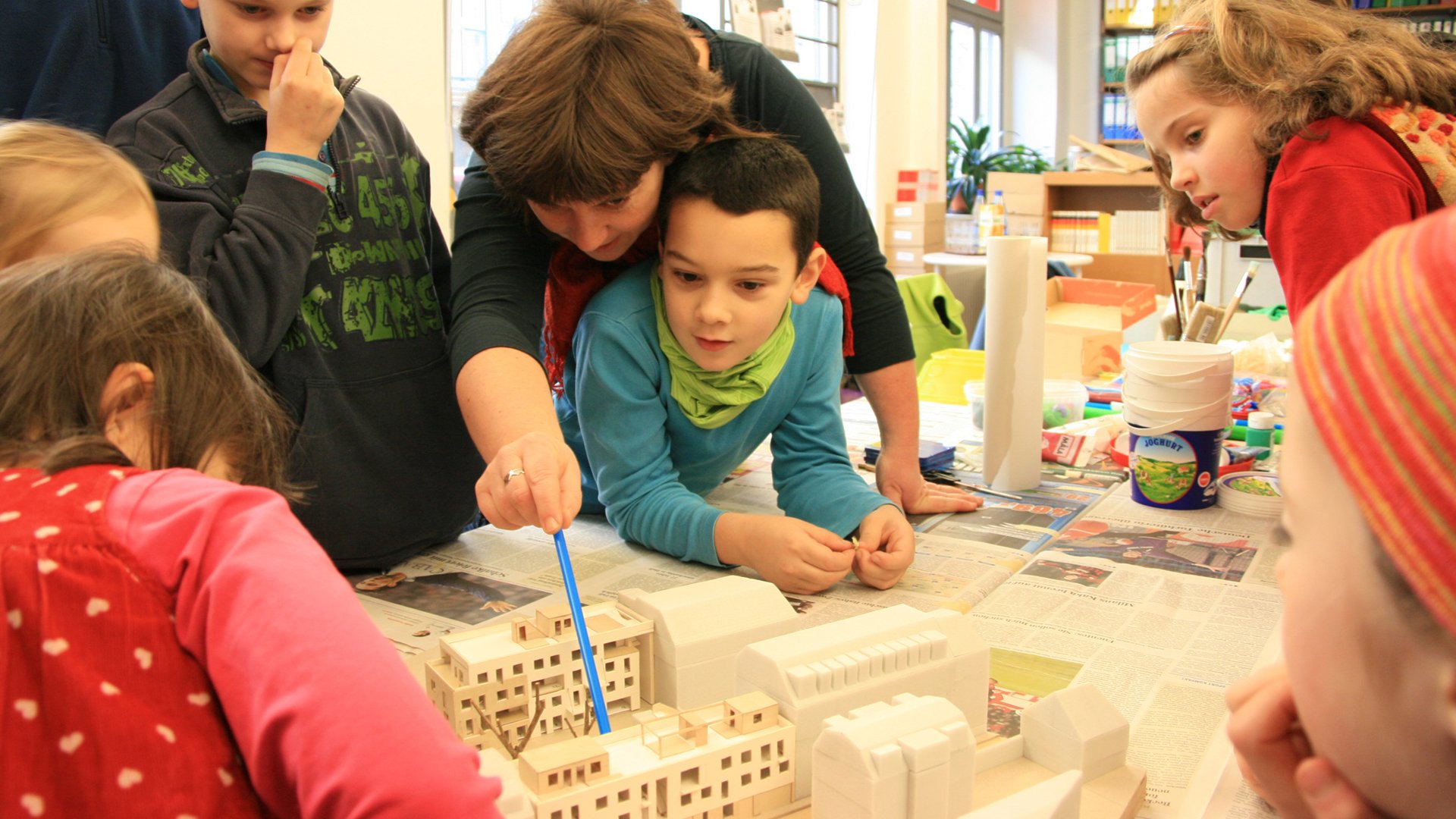 Baugemeinschaft b33, Dresden Neustadt, Architektur macht Schule, Partizipation: workshop gemeinsam mit allen Kindern